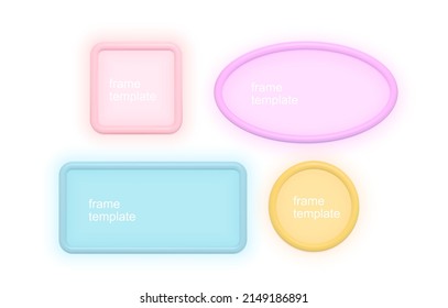 3d Colorful Decorative Frames. Minimal Trendy Design. Vector Realistic Illustration.