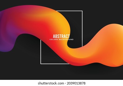 3d Colorful Dynamic Fluid Wave Abstract Black Background Vector