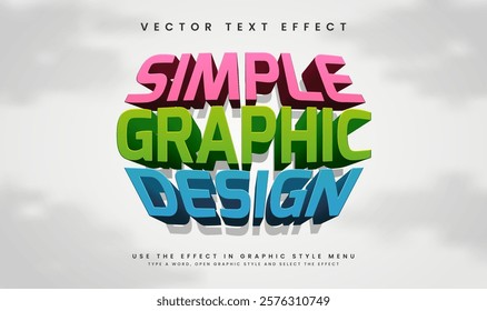 3d Colorful editable vector text effect with minimalist comic style