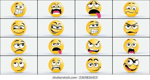 3D Colorful Emoji Face expressions Set
