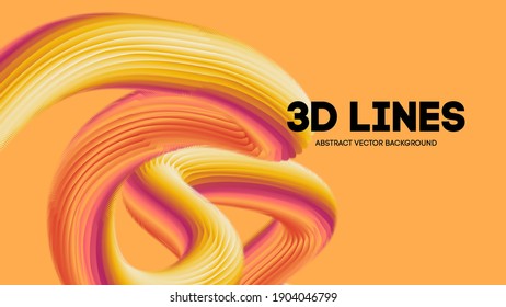 3D Colorful Fluid Lines Design Concept - Vector Illustration