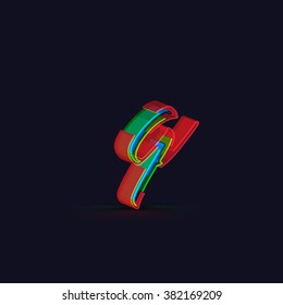 3D colorful font from a typeset, vector