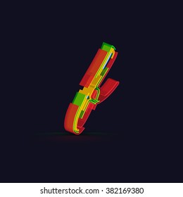 3D colorful font from a typeset, vector