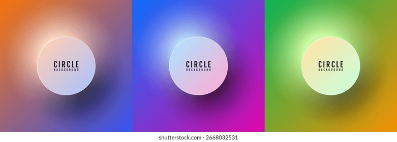 Fundo de quadros coloridos 3D definido em espaço brilhante. Banner mínimo com decoração de efeito de círculos brilhantes. Conceito de estilo de luzes de elemento de design gráfico moderno para web, folheto, cartão ou capa de folheto