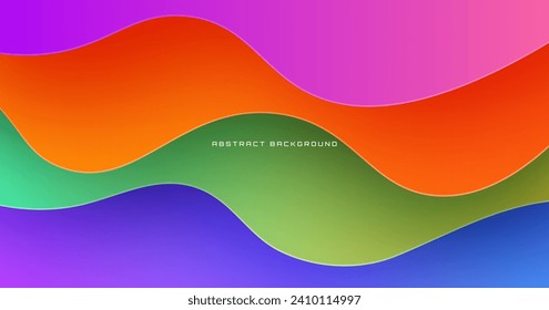 El fondo abstracto geométrico 3D colorido se solapa sobre un espacio luminoso con la decoración de las olas. Diseño gráfico moderno minimalista concepto de corte de elementos para banner, volante, tarjeta o portada