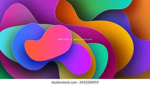 El fondo abstracto geométrico 3D colorido se solapa sobre un espacio luminoso con la decoración de las olas. Diseño gráfico moderno minimalista concepto de corte de elementos para banner, volante, tarjeta o portada