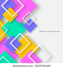 Fondo abstracto geométrico colorido 3D superpone la capa en el espacio brillante con la decoración de las formas del rombo. Concepto minimalista del estilo del recorte del elemento del diseño gráfico para la bandera, el volante, la cubierta de la tarjeta o el folleto