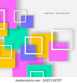 3D colorful geometric abstract background overlap layer on bright space with squares shapes decoration. Minimalist graphic design element cutout style concept for banner, flyer, card cover or brochure