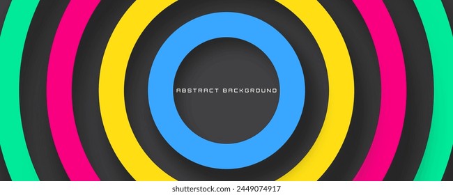 Fondo abstracto geométrico colorido 3D superpone la capa en el espacio oscuro con la decoración de las Formas de los círculos. Concepto moderno del estilo del recorte del elemento del Diseño gráfico para el Anuncio, el volante, la tarjeta, la cubierta o el folleto del Web