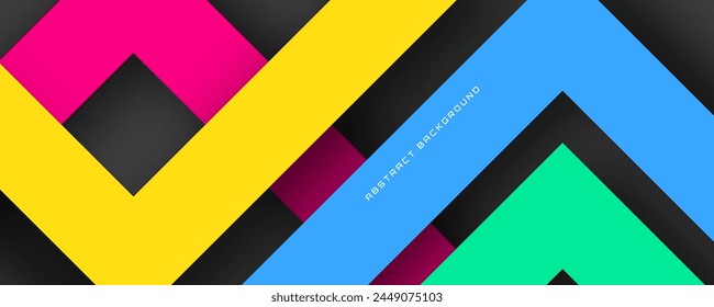 3D colorful geometric abstract background overlap layer on dark space with triangle shapes decoration. Modern graphic design element cutout style concept for web banner, flyer, card, cover or brochure