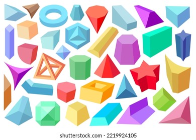 3D colorful geometric design elements, abstract modern shapes for your design projects.