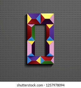 3d colorful geometric number zero  from building bricks. realistic 3d number Zero. puzze number. isometric numbers 3d. lego number Zero. 3d polygonal letters 