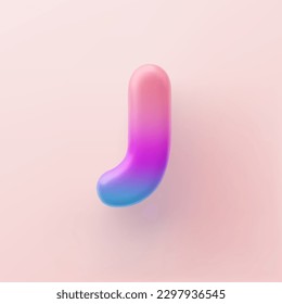 3D Colorful Gradient letter J on a light background