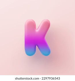 3D Colorful Gradient letter K on a light background