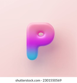 3D Colorful Gradient letter P on a light background