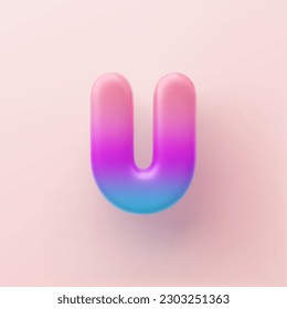 3D Colorful Gradient letter U on a light background