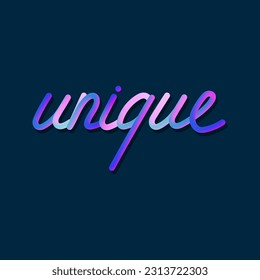3D colorful gradient lettering on dark background. Unique calligraphic design. Bright gradient shape. Futuristic style vector 10 EPS.