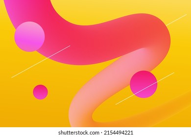 3d tendencia de color gradiente movimiento de línea líquida retorcida forma de fondo abstracto futurista. Ola de flujo de fluido rosado, anaranjado, rojo. Ilustración del vector