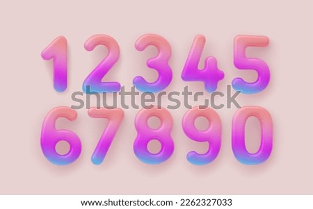 3D Colorful Gradient number 1,2,3,4,5,6,7,8,9 and null on a light background.