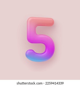 3D Colorful Gradient number 5 on a light background