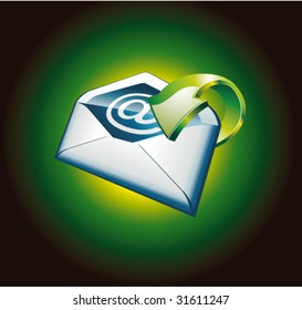 3D Colorful Green Important Email Icon