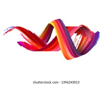 3d colorful grunge paint brush stroke ribbon collection. Vector background.
