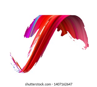 3d Colorful Grunge Paint Brush Stroke Ribbon Collection. Vector Background.