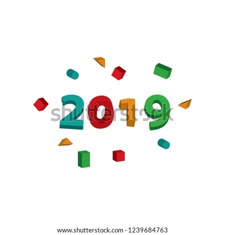 3D colorful hapy new year 2019