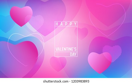 3d Colorful Hearts for Happy Valentines Day Hand Drawn Lettering design, Love card vector illustration, Wedding Party Flyer or Poster