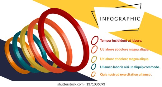 3D colorful infographic data visualization template with 4 levels (steps), place for title and text elements. For process chart, report, banner, workflow, presentation. Editable EPS 10 illustration 