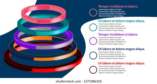 3D colorful infographic data visualization template with 4 levels (steps), place for title and text elements. For process chart, report, banner, workflow, presentation. Editable EPS 10 illustration 