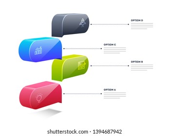 3D colorful infographic element box layout with 4 steps can be used for workflow layout.