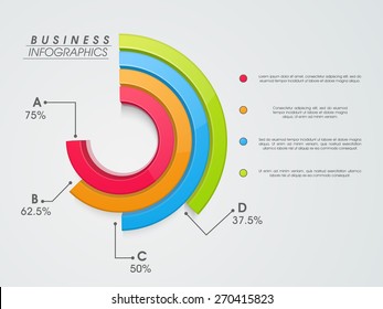 3D colorful infographic statistical graph on grey background for business presentation. 