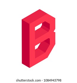 3D colorful isometric alphabet font on white background. Letter B vector typography design. 