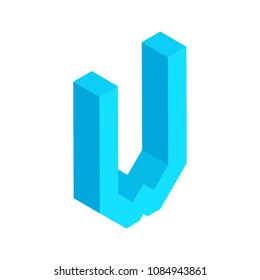 3D colorful isometric alphabet font on white background. Letter W vector typography design. 