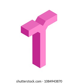3D colorful isometric alphabet font on white background. Letter T vector typography design. 