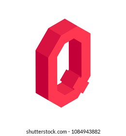 3D colorful isometric alphabet font on white background. Letter Q vector typography design. 