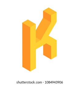3D colorful isometric alphabet font on white background. Letter K vector typography design. 