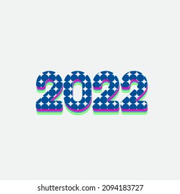 3D Colorful Layered 2022 Number On White Background For Happy New Year Concept.