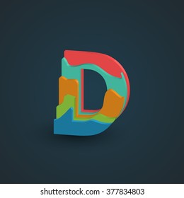 3D Colorful layered character from a typeset, vector