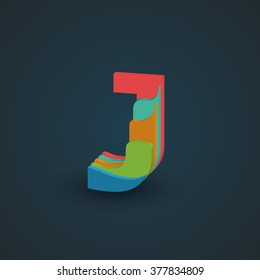 3D Colorful layered character from a typeset, vector