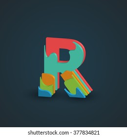 3D Colorful layered character from a typeset, vector