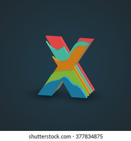 3D Colorful layered character from a typeset, vector