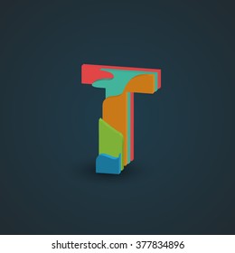 3D Colorful layered character from a typeset, vector
