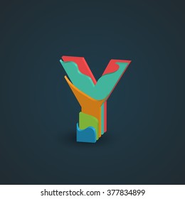 3D Colorful layered character from a typeset, vector