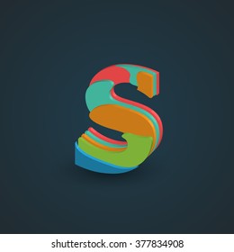 3D Colorful layered character from a typeset, vector