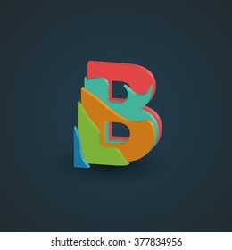 3D Colorful layered character from a typeset, vector