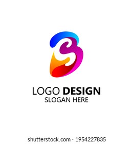 3d colorful letter B and letter S for business and technology logo design