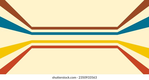 3D Colorful lines in perspective view, abstract vector background, linear perspective illustration