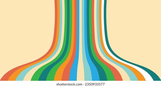 3D Colorful lines in perspective view, abstract vector background, linear perspective illustration